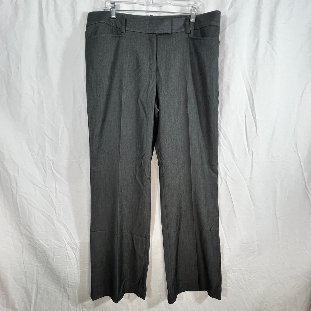 Tahari‎ Dress Pants 16 Charcoal Wide Leg Career Tailored Workwear Classic